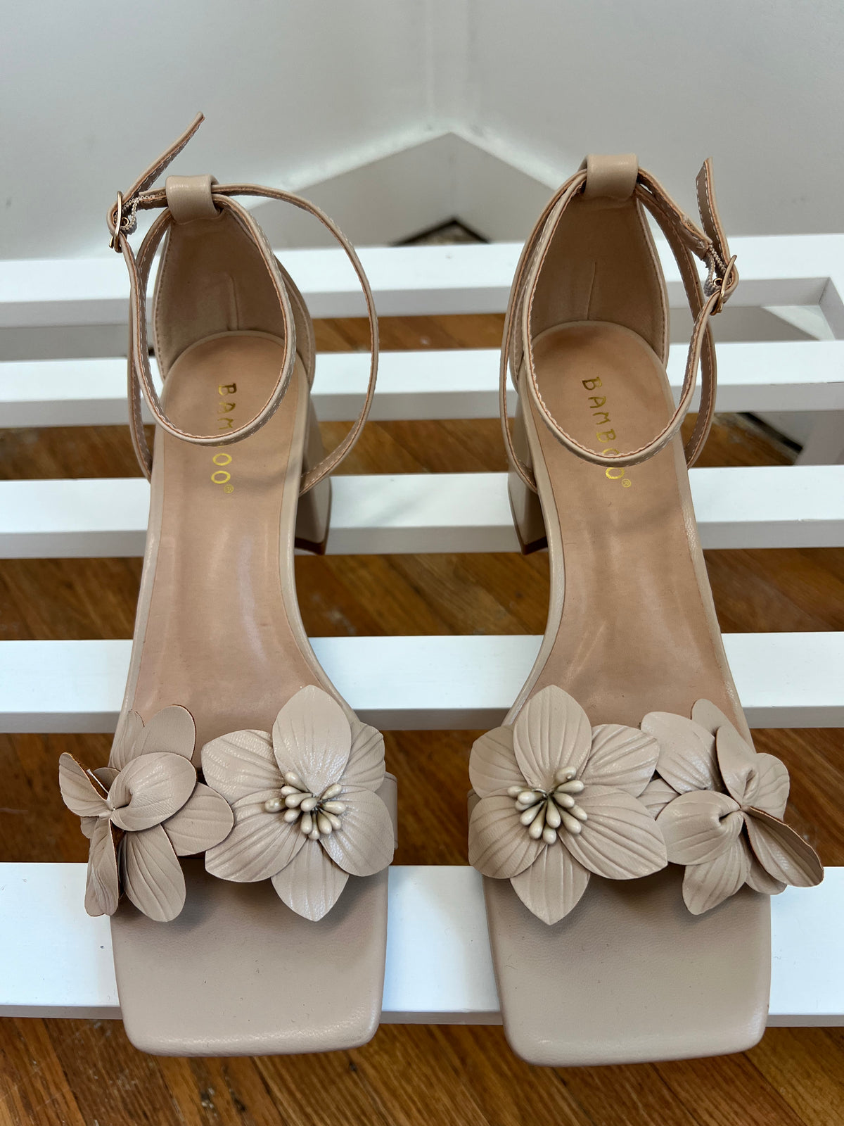 Flower Block Nude Heel