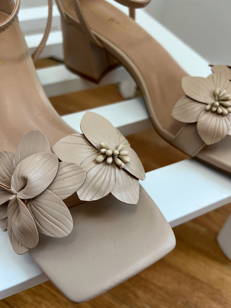 Flower Block Nude Heel