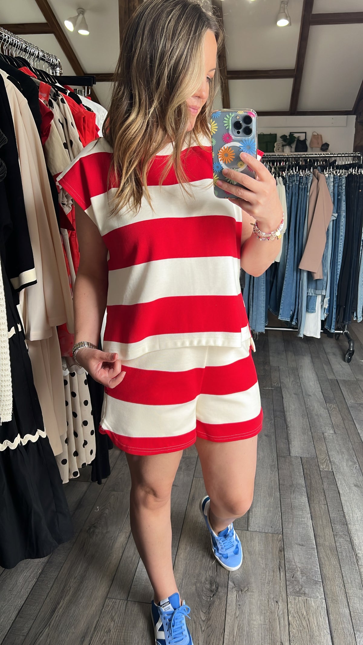 Red Thick Stripe Top