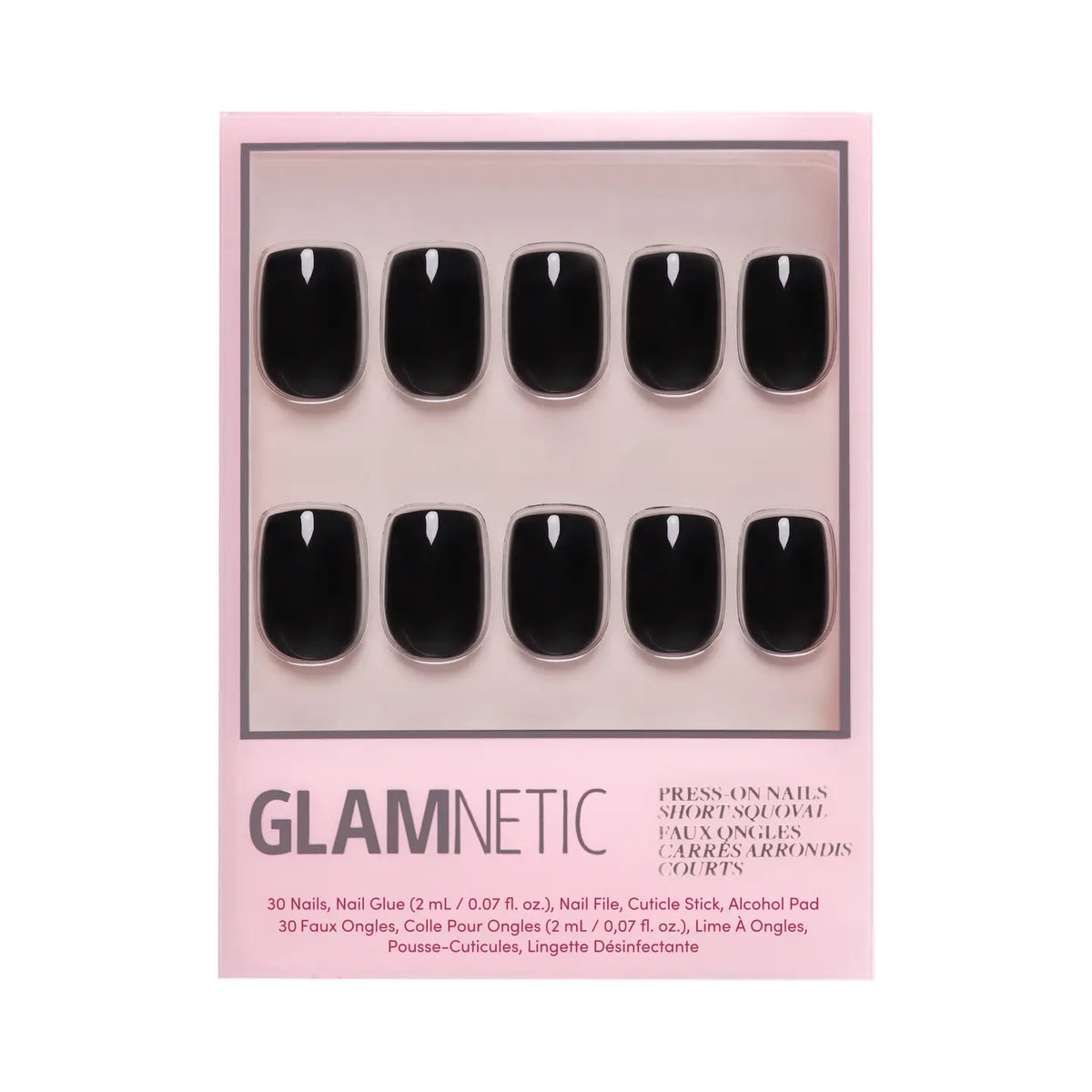 Jet Black Press-On Nails | Short Squoval |