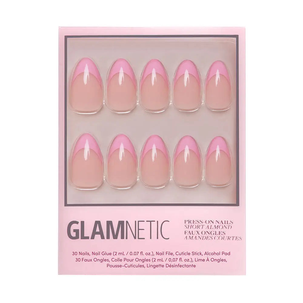 Pink Macaron Press-On Nails | Pink French Tip | Short Almond