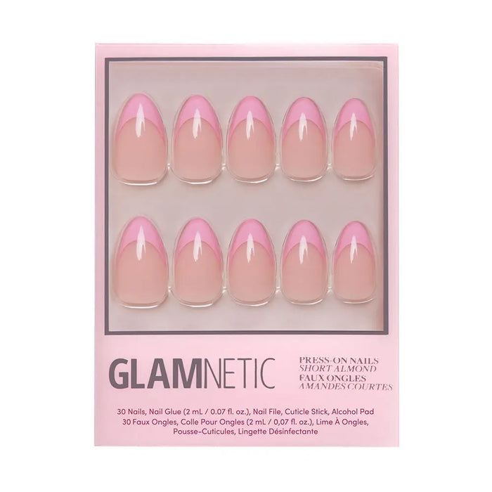 Pink Macaron Press-On Nails | Pink French Tip | Short Almond