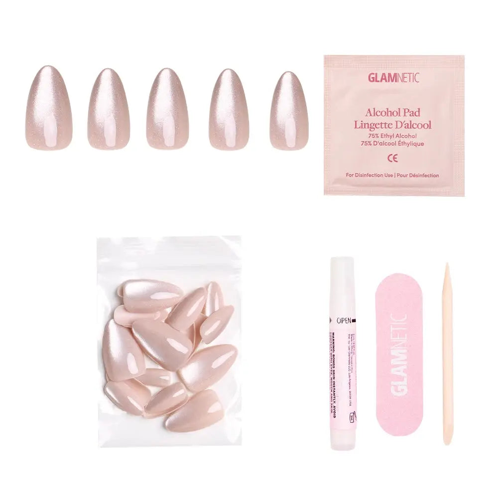 The Vow Press-On Nails | Short Almond | Nude Velvet Gloss