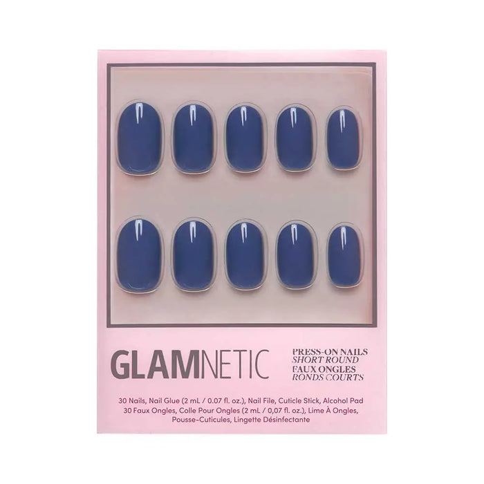 Regal Blue Press-On Nails | Short Round Solid Holiday Nails