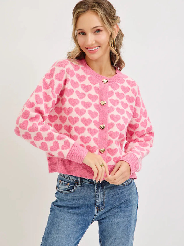 Sweet Heart Button Cardigan
