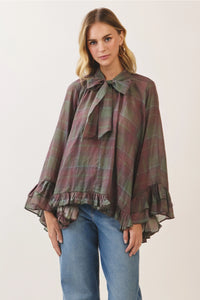 Autumn Daydream Plaid Bow Tie Top