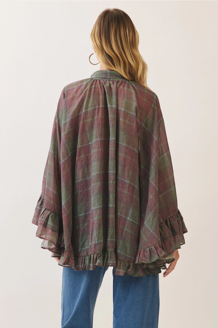 Autumn Daydream Plaid Bow Tie Top