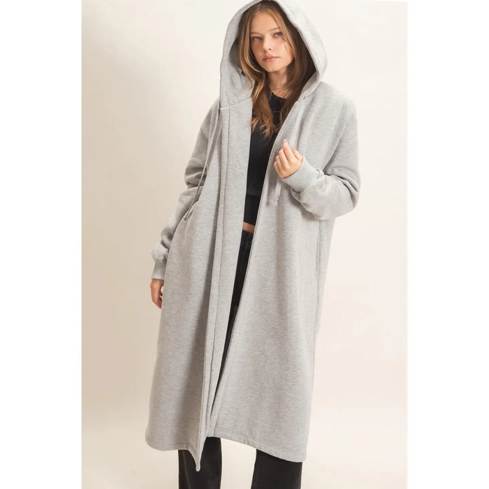 Oversized Hooded Open Front Coat/Sweatshirt
