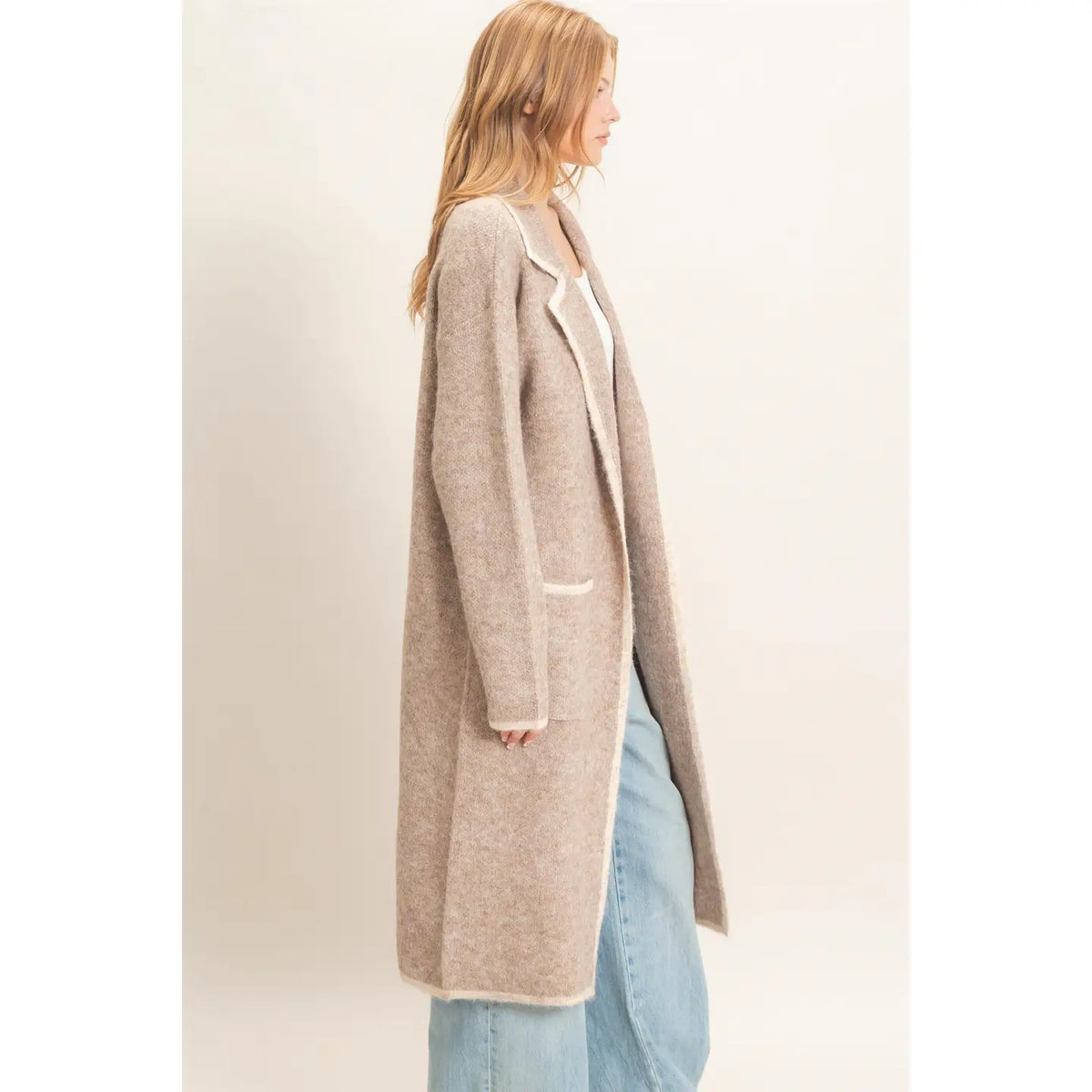 Nola Notched Collar Coatigan Sweater