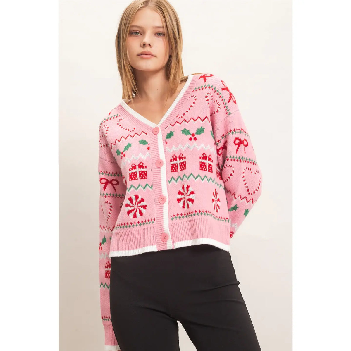Holly Holiday Jacquard V-Neck Cardigan