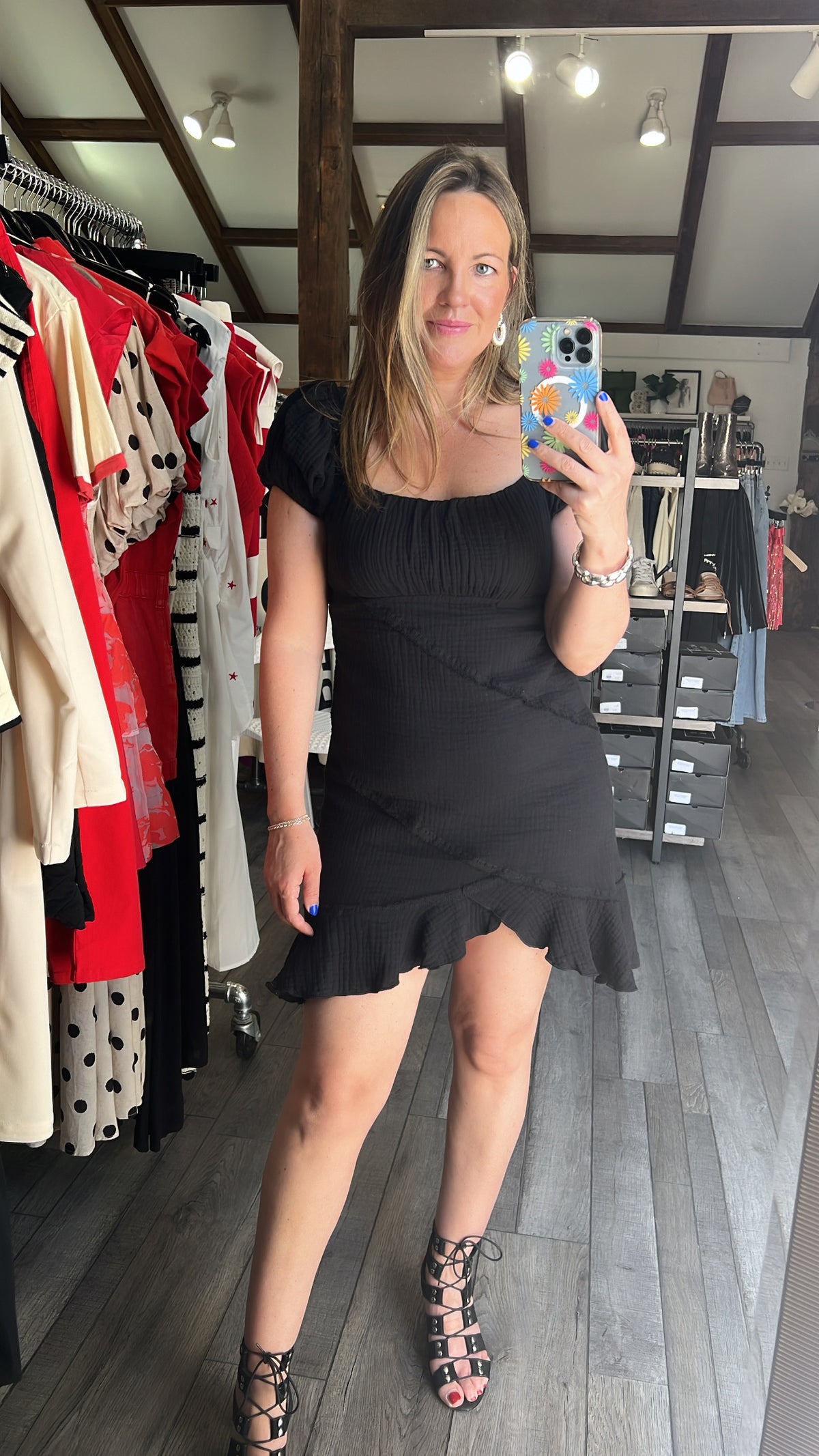 Black Gauze Mini Dress