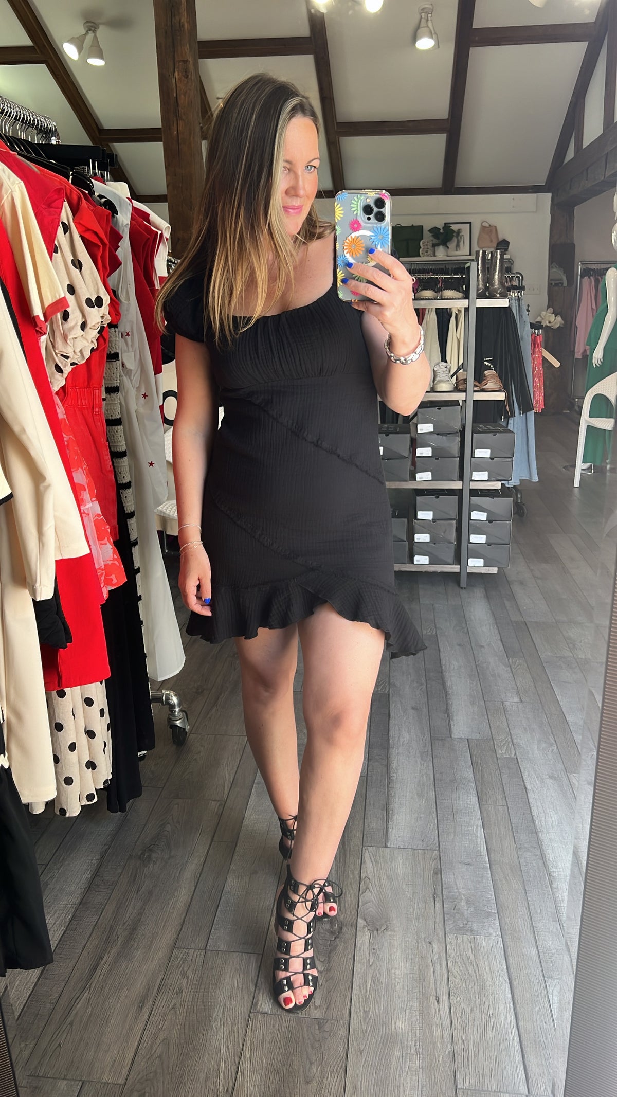 Black Gauze Mini Dress