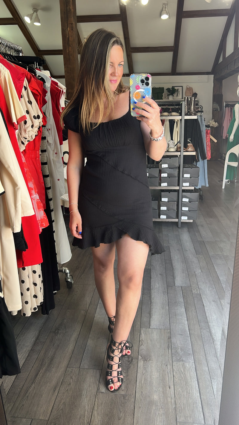 Black Gauze Mini Dress