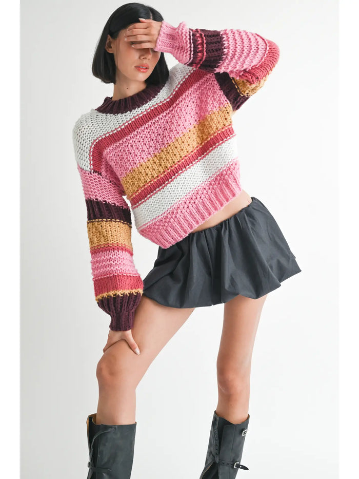 Montana Mock Neck Striped Sweater