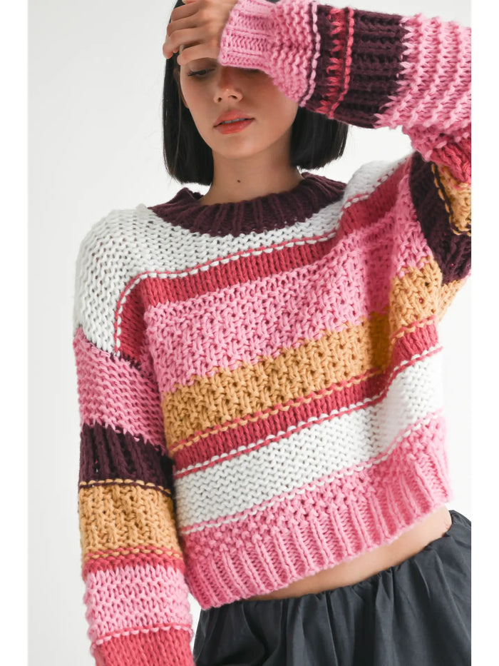 Montana Mock Neck Striped Sweater