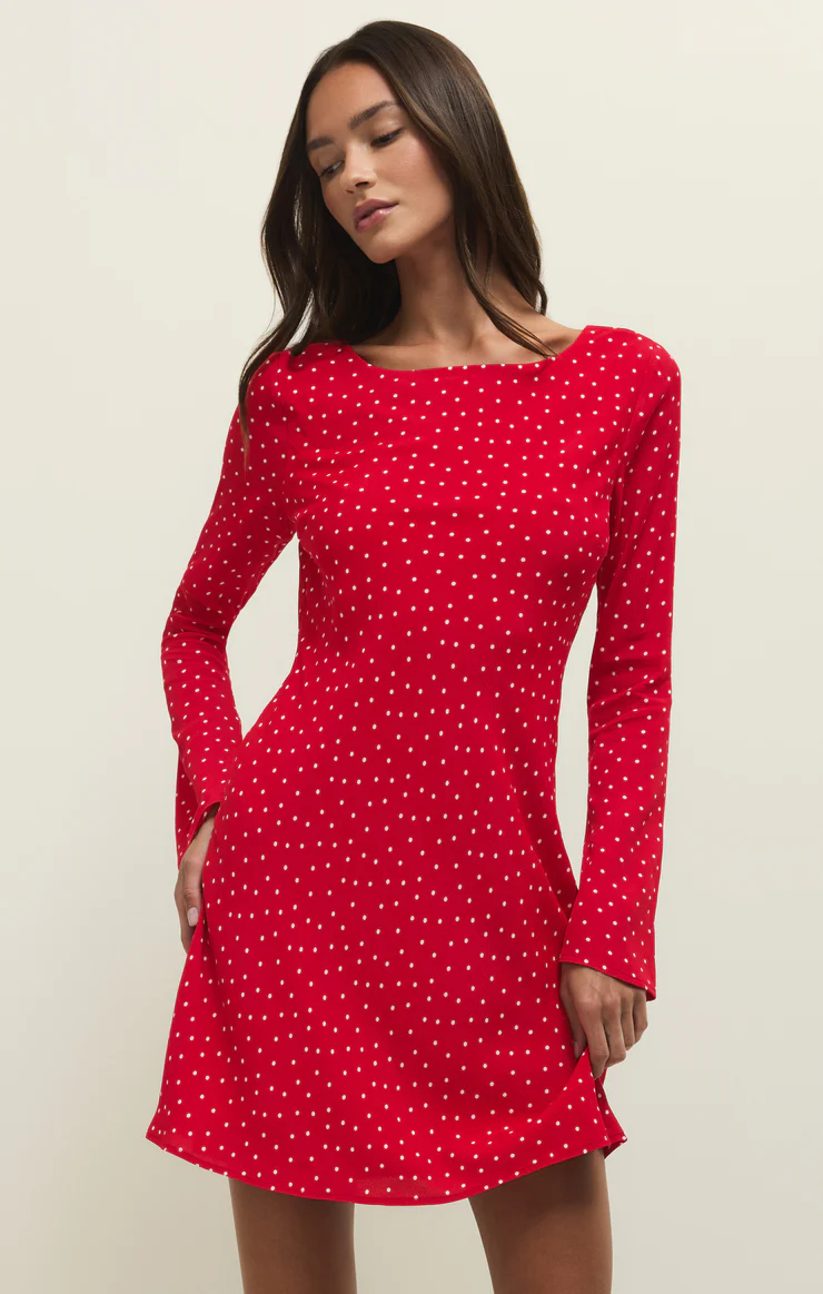 Campbell Dot Crepe Mini Dress - Kiss Me Red