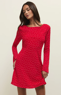 Campbell Dot Crepe Mini Dress - Kiss Me Red
