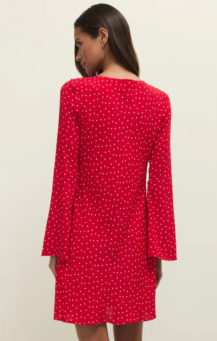 Campbell Dot Crepe Mini Dress - Kiss Me Red
