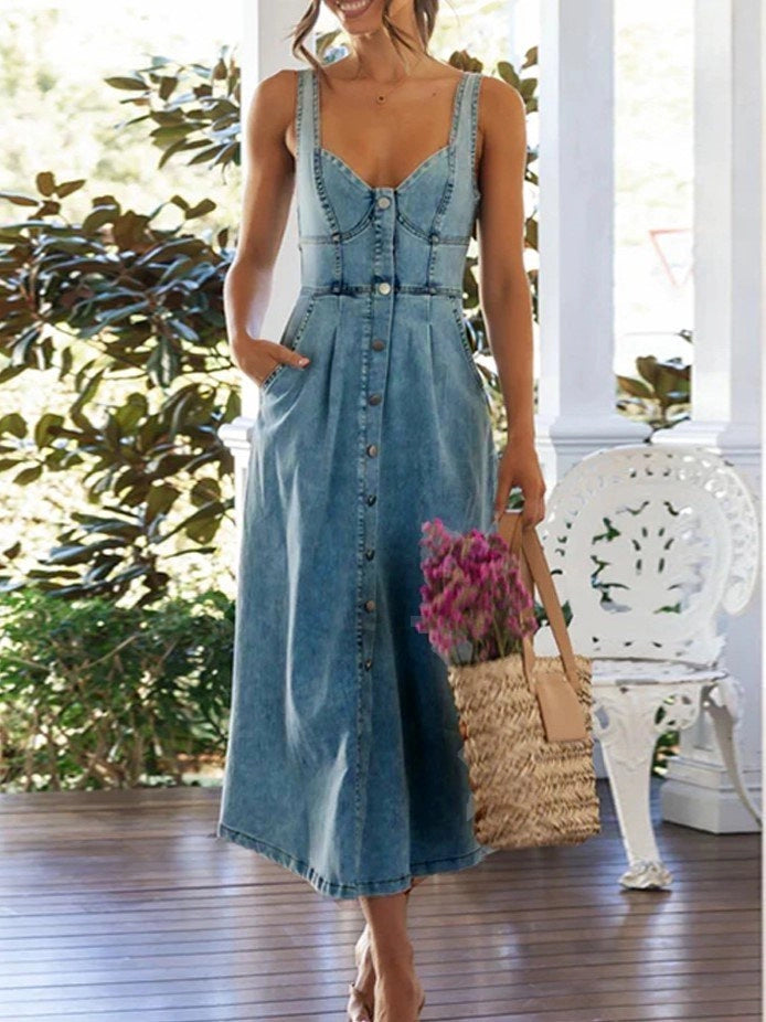 Button Down Denim Dress