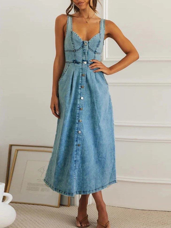 Button Down Denim Dress