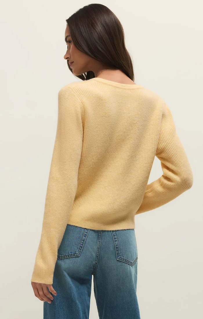 Medina Cozy Rib Cardigan - Custard