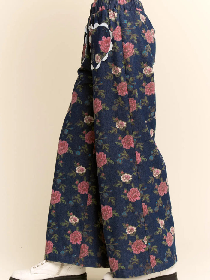 Floral Print Wide-Leg Pants