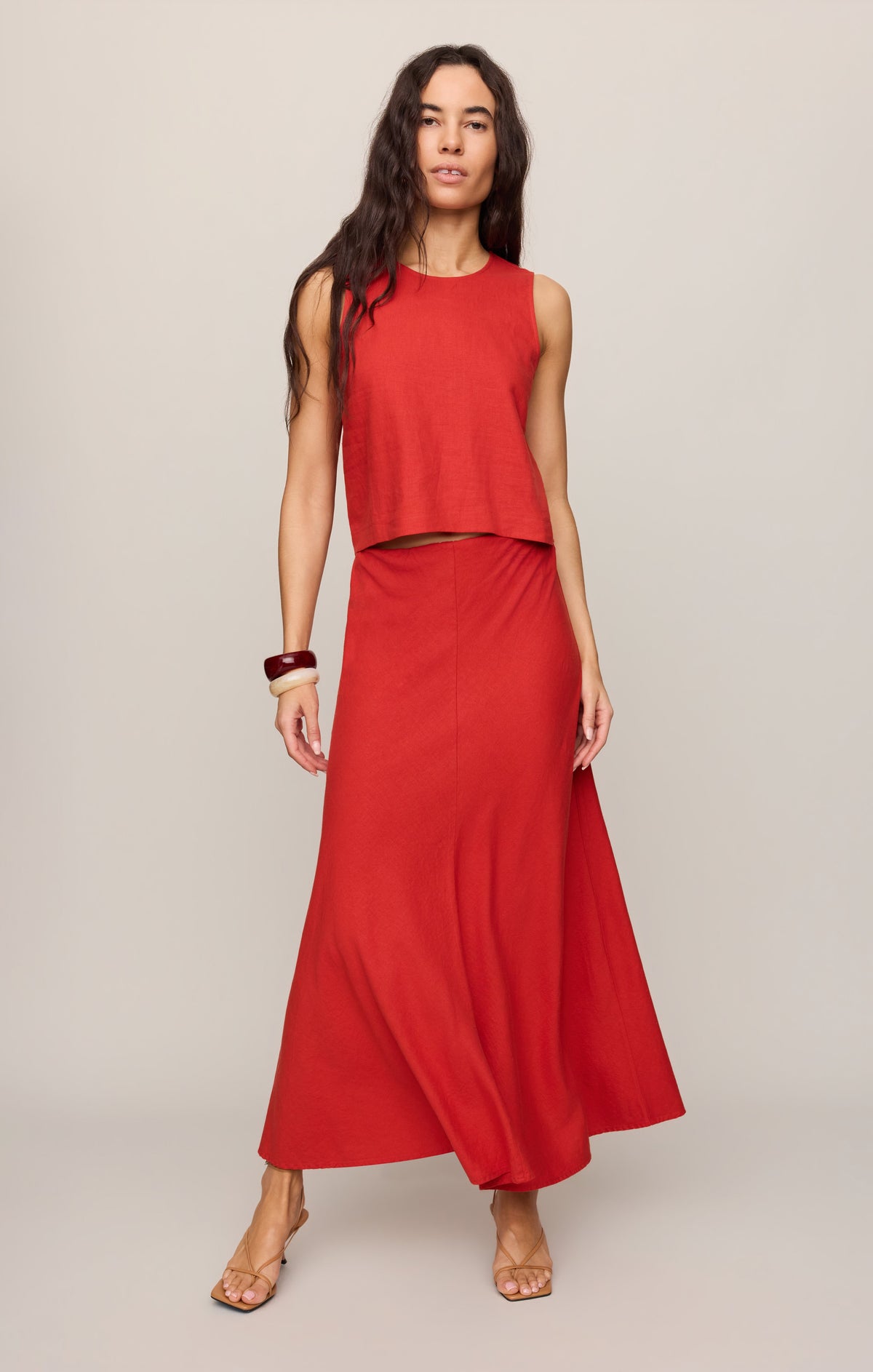 Sloane Linen Top - Chili Pepper