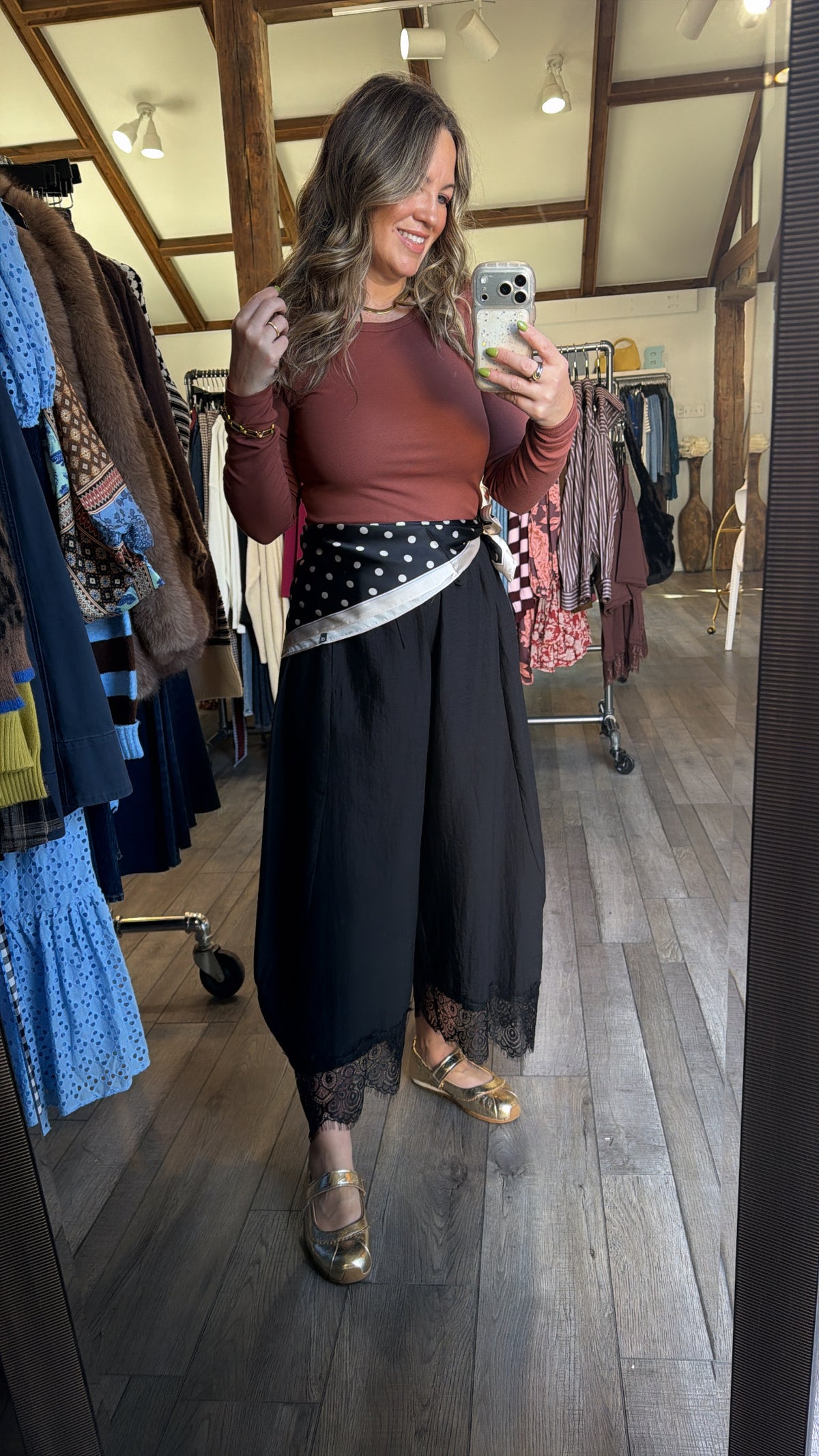 Lace Trim Balloon Pants