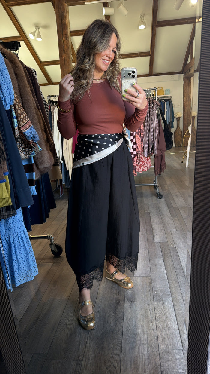 Lace Trim Balloon Pants