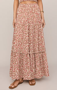 Mora Floral Maxi Skirt - Sandshell