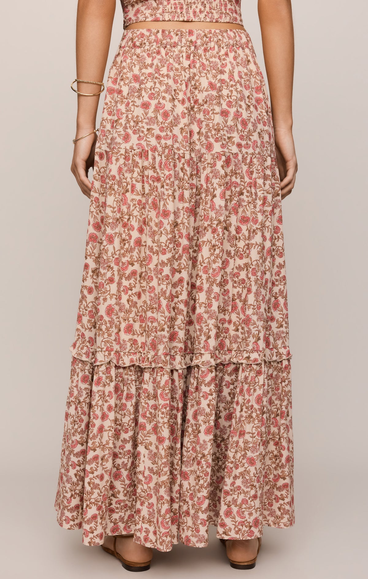 Mora Floral Maxi Skirt - Sandshell