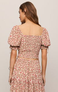 Moira Floral Cropped Top - Sandshell