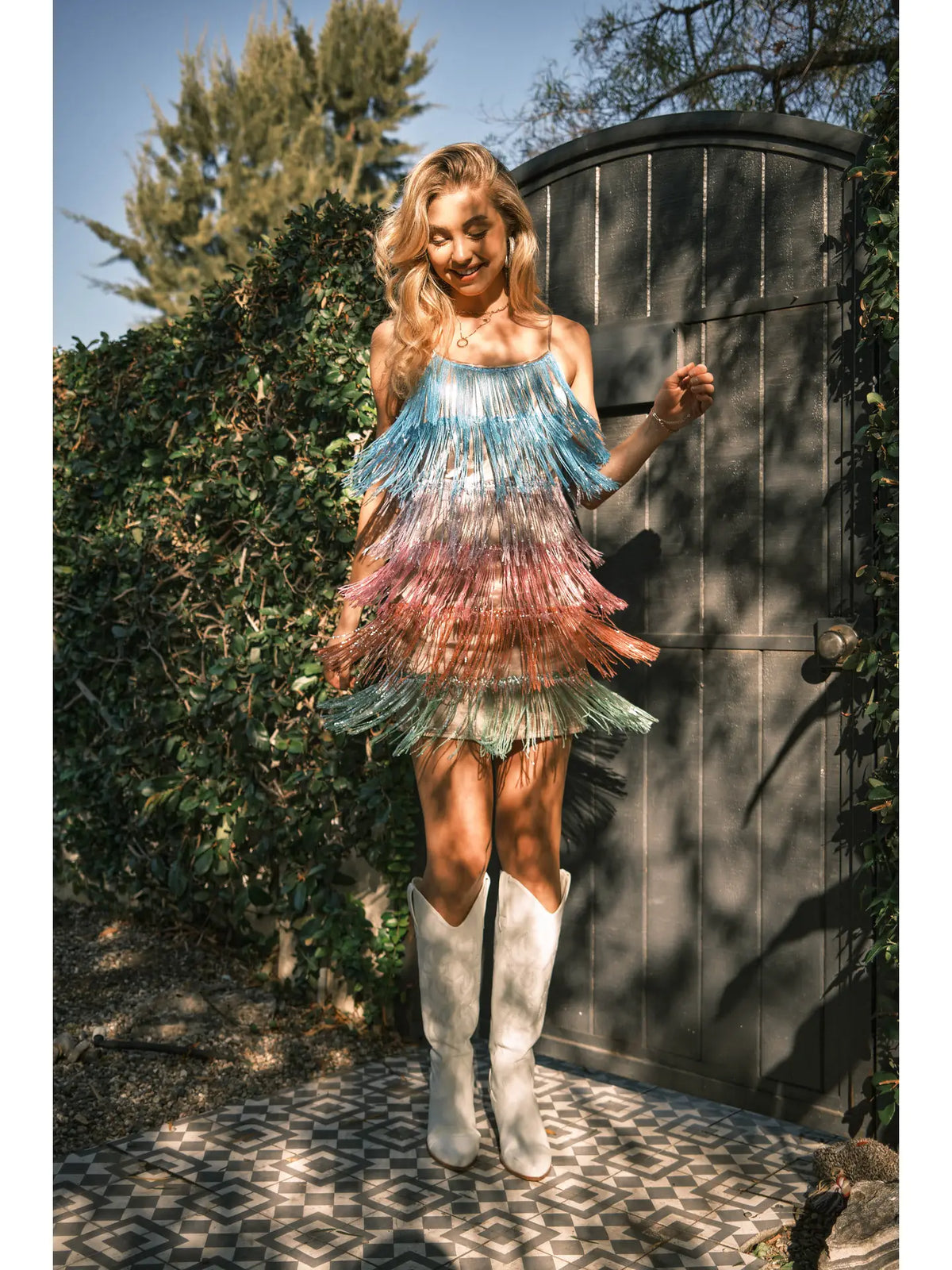 Multi Color Fringe Mini Dress Multi Color Fringe Mini Dress