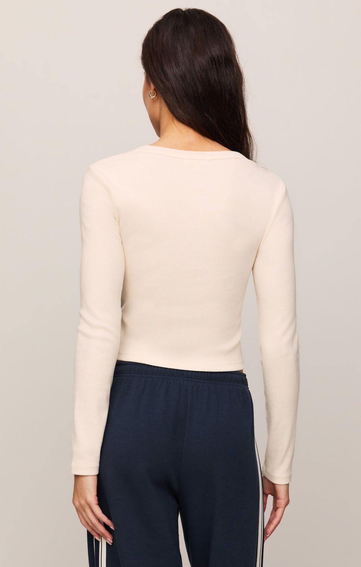 All in Cropped Henley Top - Sandstone
