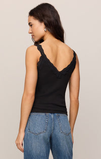 Eve Lace Trim Tank - Black