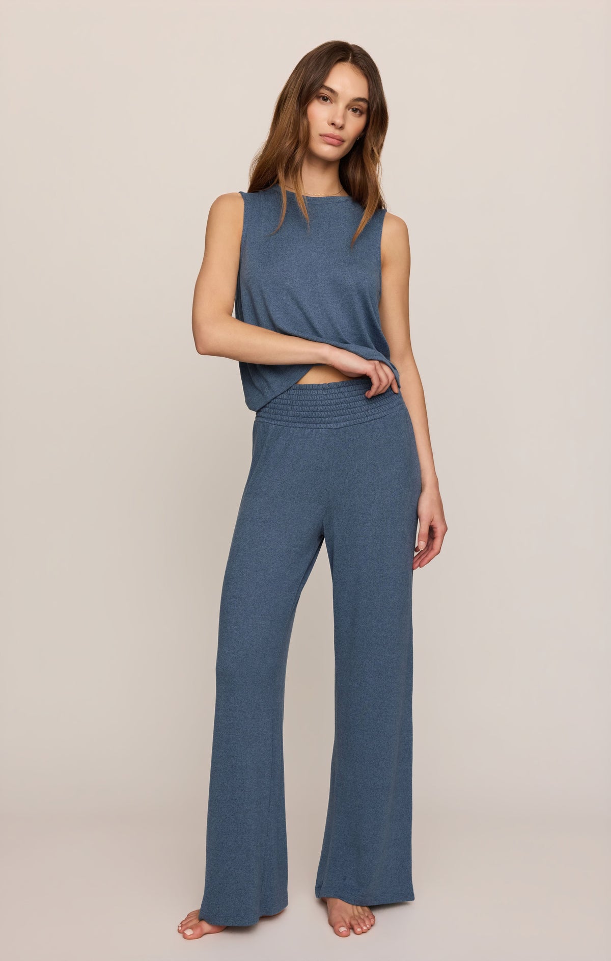 Dawn Smocked Soft Knit Pant - True Navy