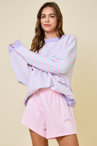 Melbourne Mock Neck Stripe Terry Sweatshirt