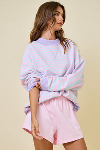 Melbourne Mock Neck Stripe Terry Sweatshirt