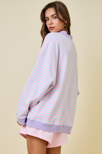 Melbourne Mock Neck Stripe Terry Sweatshirt