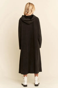 Mineral Floral Butterfly Printed Hoodie Midi Dress