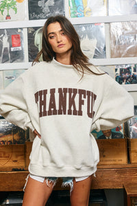 Thankful Embroidery Mock Sweatshirt