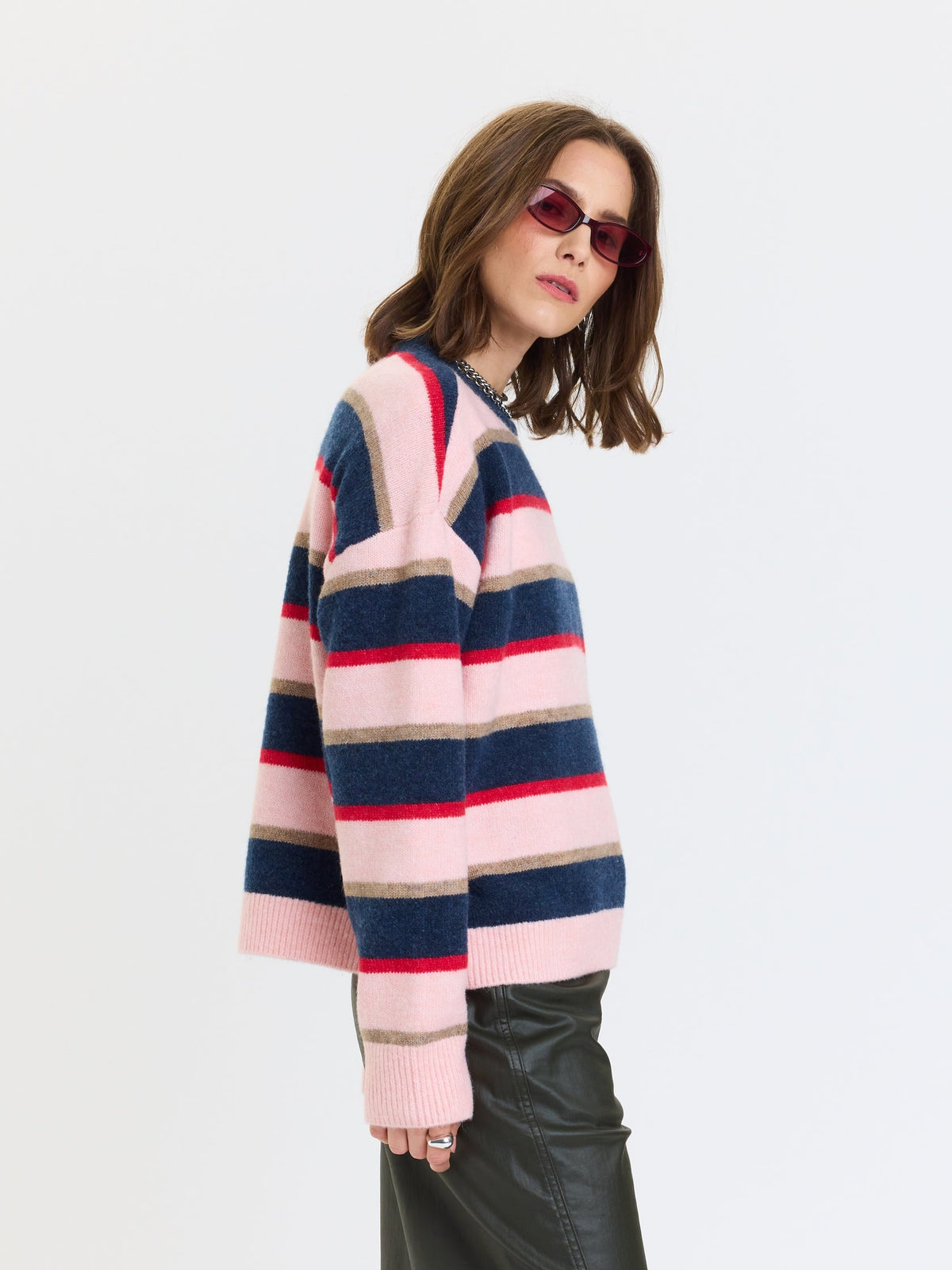 Carlyle Crew Neck in Coral Stripe