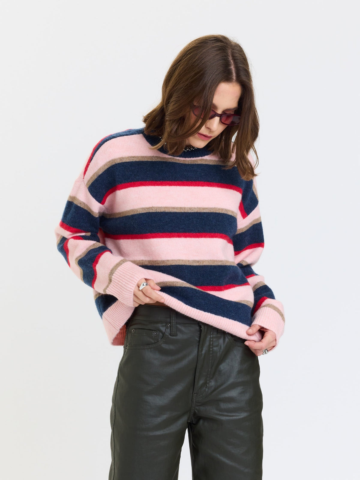 Carlyle Crew Neck in Coral Stripe