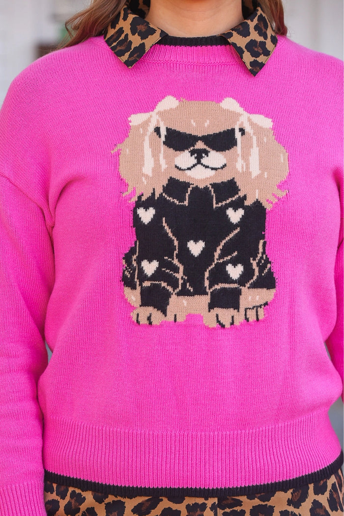 Dixie the Dog Sweater Hot Pink