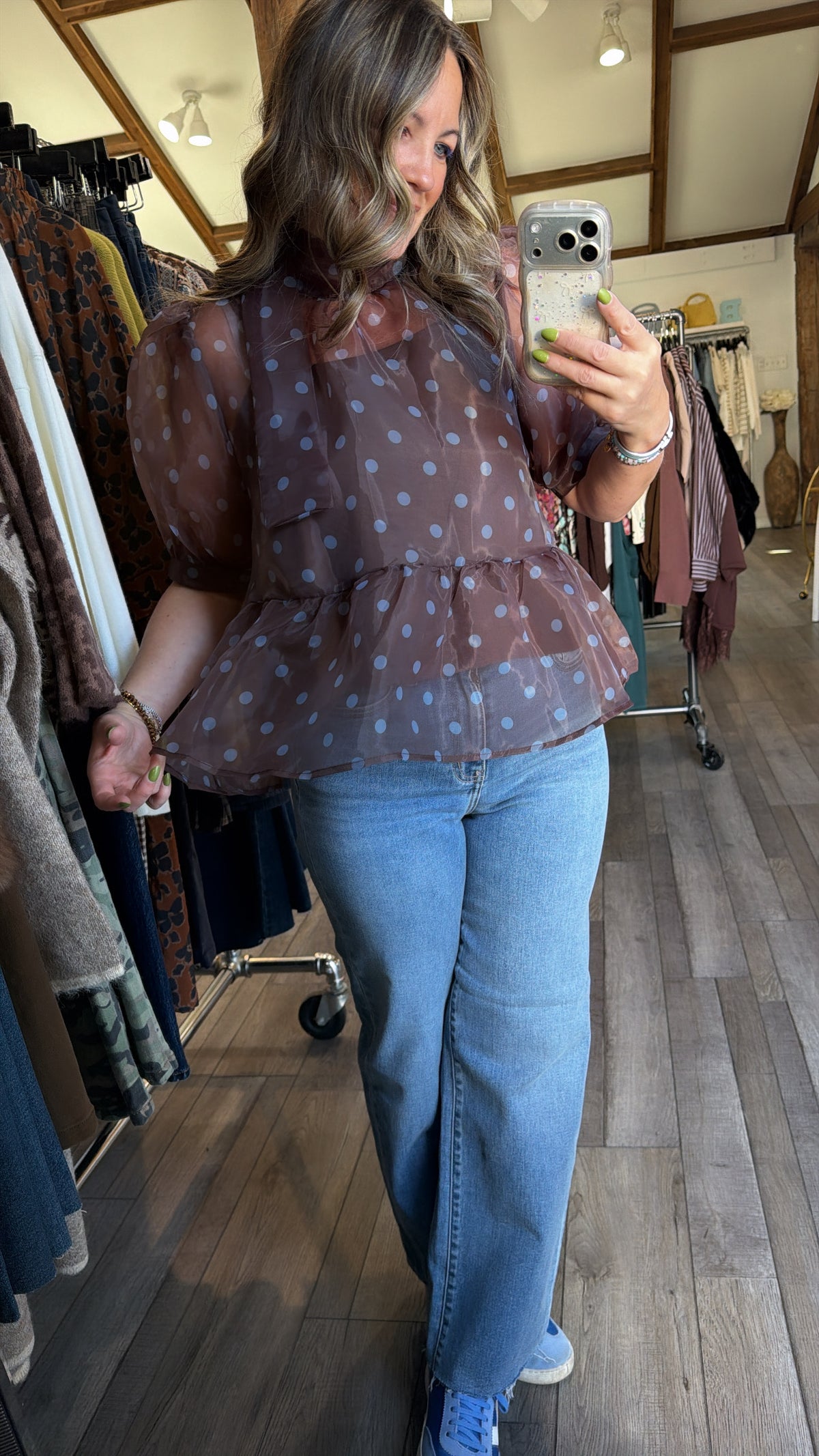 Mocha Dot Darling Top