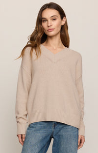 Cloud Spun V-Neck Sweater - Frosted Pearl