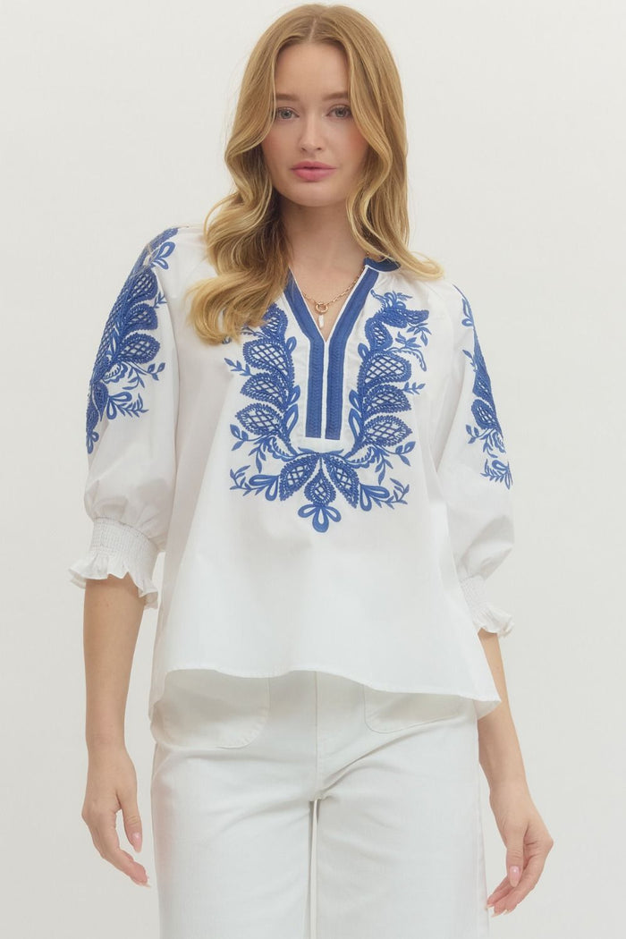 Lila Embroidered Blouse