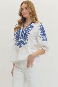 Lila Embroidered Blouse