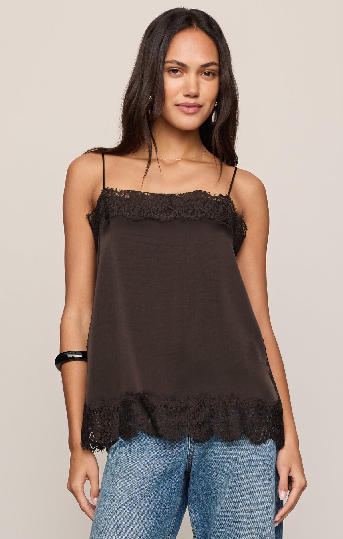 Roselle Lace Cami - Cocoa Bean