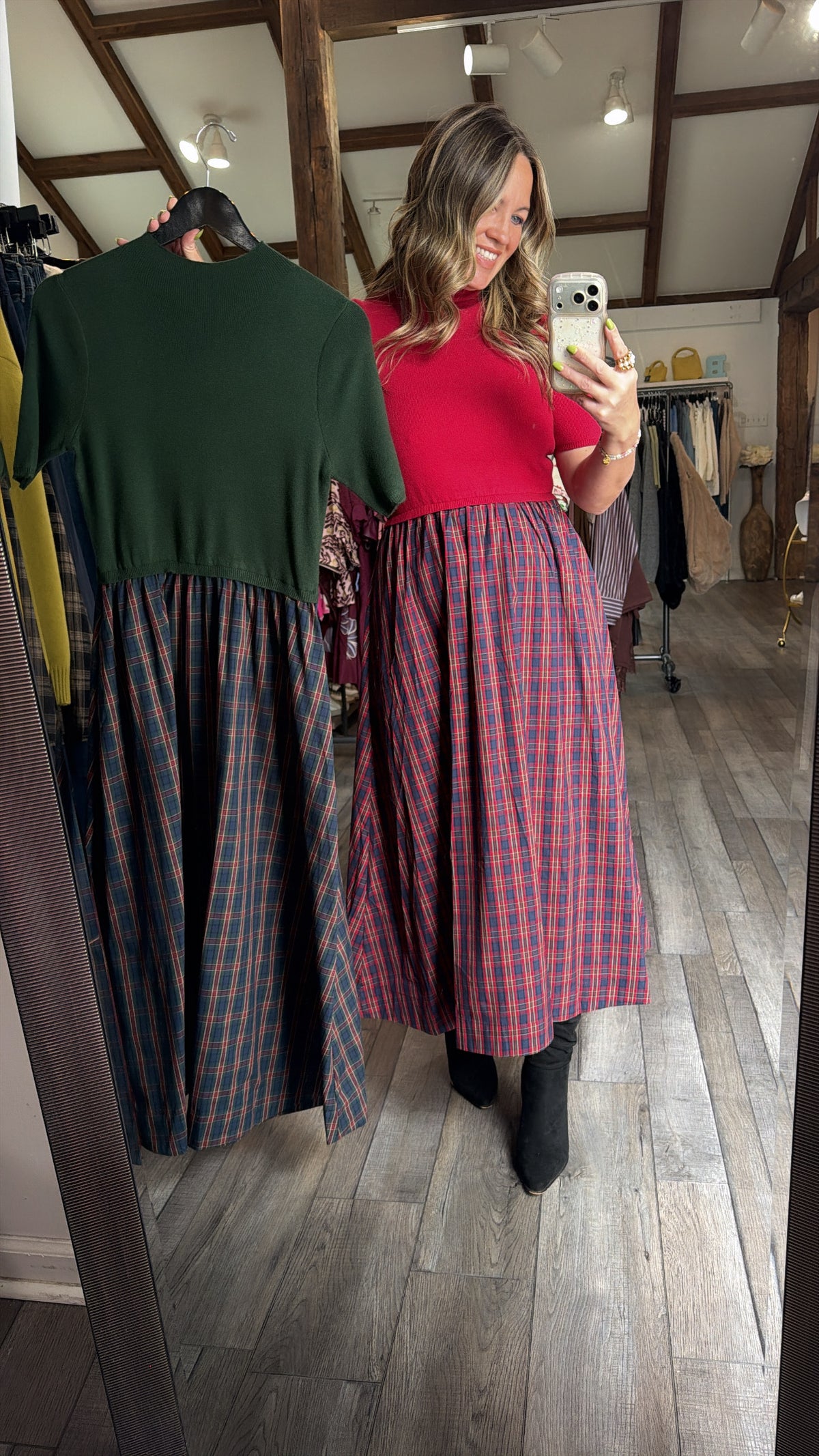 Plaid & Polished Dress Mix Media Dress